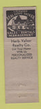 Matchbook Cover - Herb Velser Insurance WORN