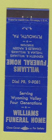 Matchbook Cover - Williams Funeral Home Plymouth PA