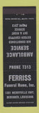 Matchbook Cover - Ferriss Funeral Home Deridder LA
