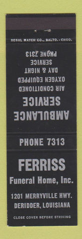 Matchbook Cover - Ferriss Funeral Home Deridder LA