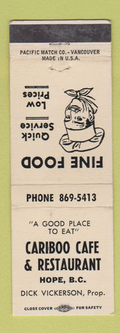 Matchbook Cover - Cariboo Cafe Restaurant Hope BC WEAR