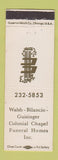 Matchbook Cover - Walsh Bilancio Guisinger Funeral Home