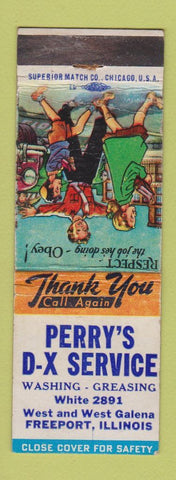 Matchbook Cover - Perry's DX oil gas Freeport IL WEAR