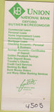 Matchbook Cover - Union National Bank Oxford Butner Creedmoor NC 30 Strike