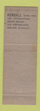 Matchbook Cover - Kendall oil gas Goineau Frere St Jean QC WEAR