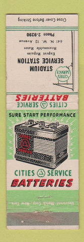 Matchbook Cover - Cities oil gas Batteries Stadium Service