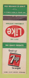 Matchbook Cover - 7Up Soda Like Diet Beverage QC Canada