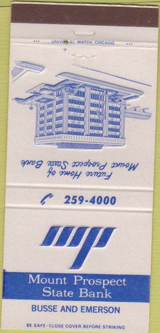 Matchbook Cover - Mount Prospect State Bank Busse Emerson 30 Strike