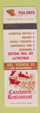 Matchbook Cover - Coachmen Restaurant Toronto ON WEAR