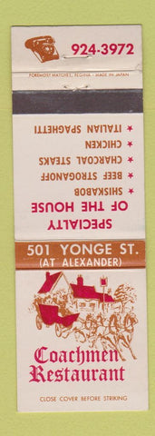 Matchbook Cover - Coachmen Restaurant Toronto ON WEAR