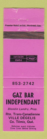 Matchbook Cover - Gaz Bar Ford Mercury Temis QC WEAR