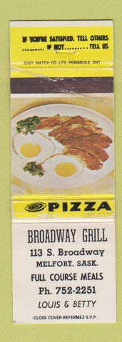 Matchbook Cover - Broadway Grill Melfort SK WORN
