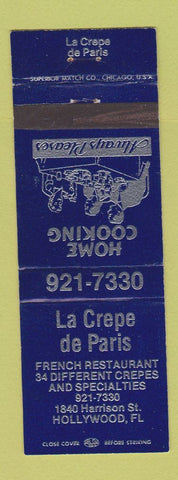 Matchbook Cover - La Crepe de Paris French Restaurant Hollywood FL