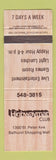 Matchbook Cover - Highwayman Club Bathurst NB WEAR