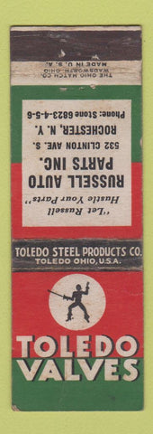 Matchbook Cover - Toledo Valves Russell Auto Parts Rochester NY WEAR