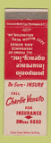Matchbook Cover - Charlie Venuto Insurance Arlington VA