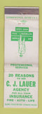 Matchbook Cover - CJ Lauer Insurance WORN