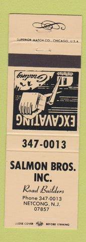 Matchbook Cover - Salmon Brothers Excavating Netcong NJ PEACH