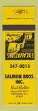 Matchbook Cover - Salmon Brothers Excavating Netcong NJ YELLOW
