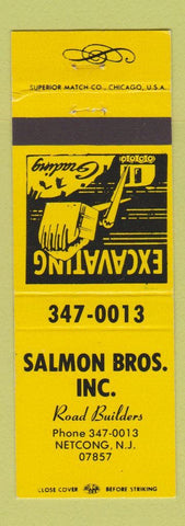 Matchbook Cover - Salmon Brothers Excavating Netcong NJ YELLOW