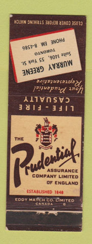Matchbook Cover - Prudential Insurance Murray Greene Toronto ON WEAR