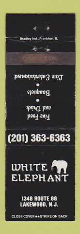 Matchbook Cover - White Elephant Restaurant Lakewood NJ WEAR