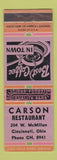 Matchbook Cover - Carson Restaurant Cincinnati OH