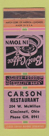 Matchbook Cover - Carson Restaurant Cincinnati OH