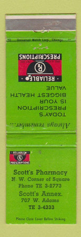 Matchbook Cover - Scott's Drug Store Scott's Annex WEAR