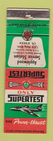 Matchbook Cover - Supertest oil gas Applewood Service Canada WEAR