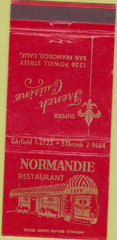 Matchbook Cover - Normandie Restaurant San Francisco CA 30 Strike