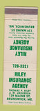 Matchbook Cover - Riley Insurance Agency Brunswick ME WEAR