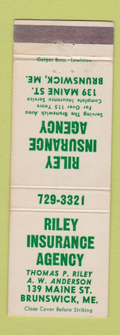Matchbook Cover - Riley Insurance Agency Brunswick ME WEAR