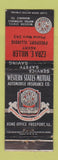 Matchbook Cover - Western States Auto Insurance Ezra Miller Freeport IL WEAR
