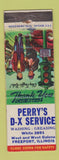 Matchbook Cover - Perry's DX oil gas Freeport IL