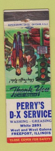 Matchbook Cover - Perry's DX oil gas Freeport IL