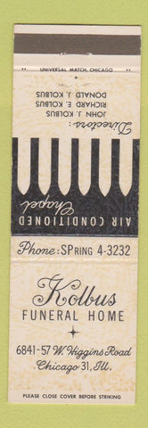 Matchbook Cover - Kolbus Funeral Home Chicago IL