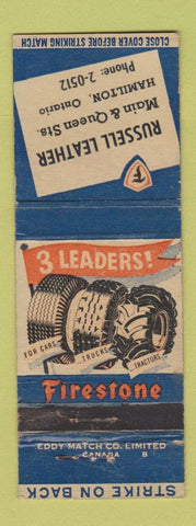 Matchbook Cover - Firestone Tires Russell Leather Hamilton ON WEAR