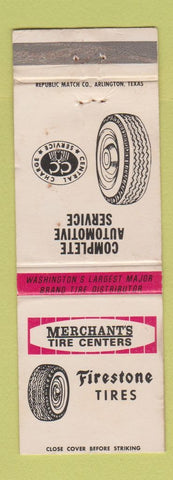 Matchbook Cover - Merchants Tire Centers Firestone Washington DC WEAR