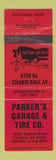 Matchbook Cover - Parker's Garage & Tire Conyers GA Bridgestone Lee
