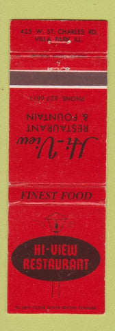 Matchbook Cover - Hi View Restaurant Villa Park IL