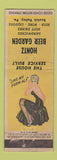 Matchbook Cover - Hontz Beer Garden Scotch Valley PA pinup WEAR