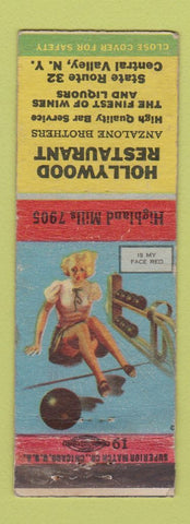 Matchbook Cover - Hollywood Restaurant Central Valley NY pinup