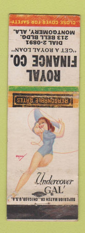 Matchbook Cover - Royal Finance Montgomery AL pinup WORN