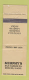 Matchbook Cover - Murphy's Restaurant Brewer ME WEAR