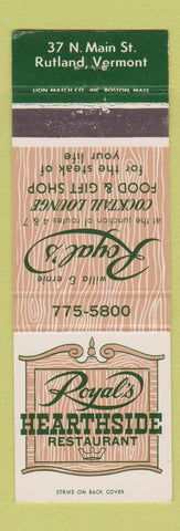 Matchbook Cover - Royal's Hearthside Restaurant Rutland VT