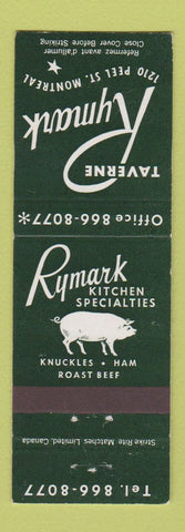 Matchbook Cover - Rymark Taverne Montreal QC pig