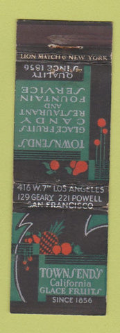 Matchbook Cover - Townsedn's Glace Fruits Los Angeles San Francisco CA