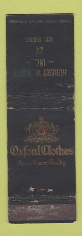 Matchbook Cover - Oxford Men's Clothes St Paul MN Hubert White WORN