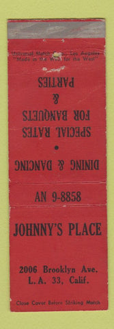 Matchbook Cover - Johnny's Place Los Angeles CA WEAR